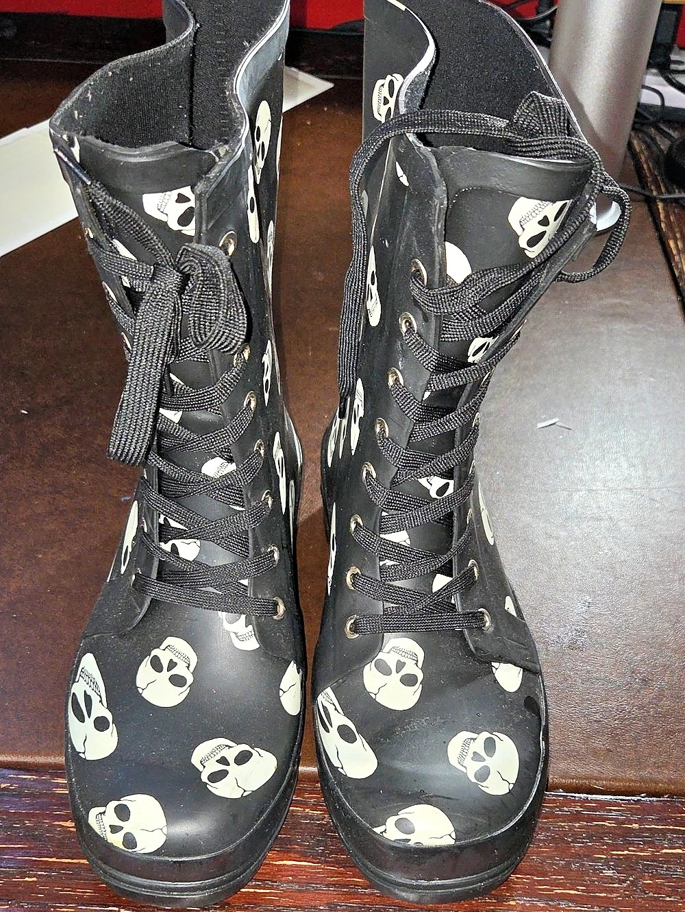 Skull Print Rain Boots US 11 W
